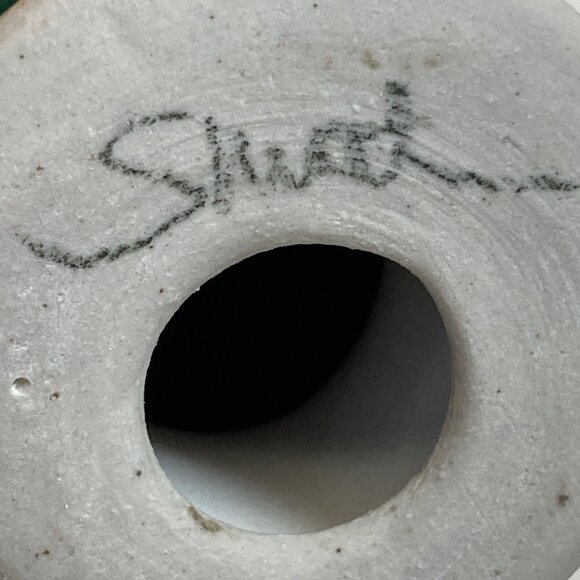 Handmade Ceramic Decorative Funky Teapots Green Maroon Signed Artisan Pottery - Picture 3 of 13